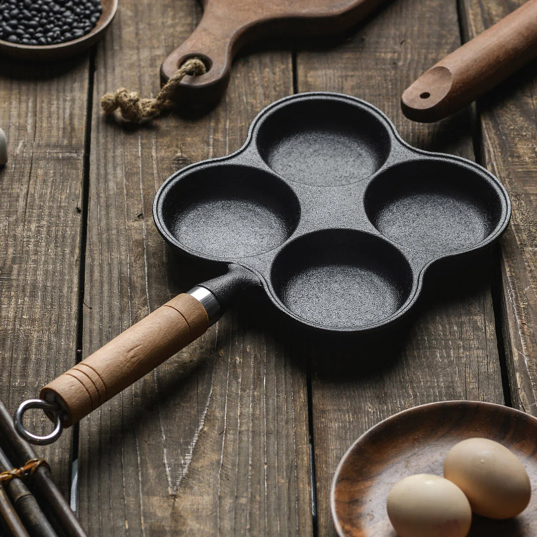 SOGA 2X 4 Mold Multi-Portion Cast Iron Breakfast Fried Egg Pancake Omelet Fry Pan - Cafe Supply