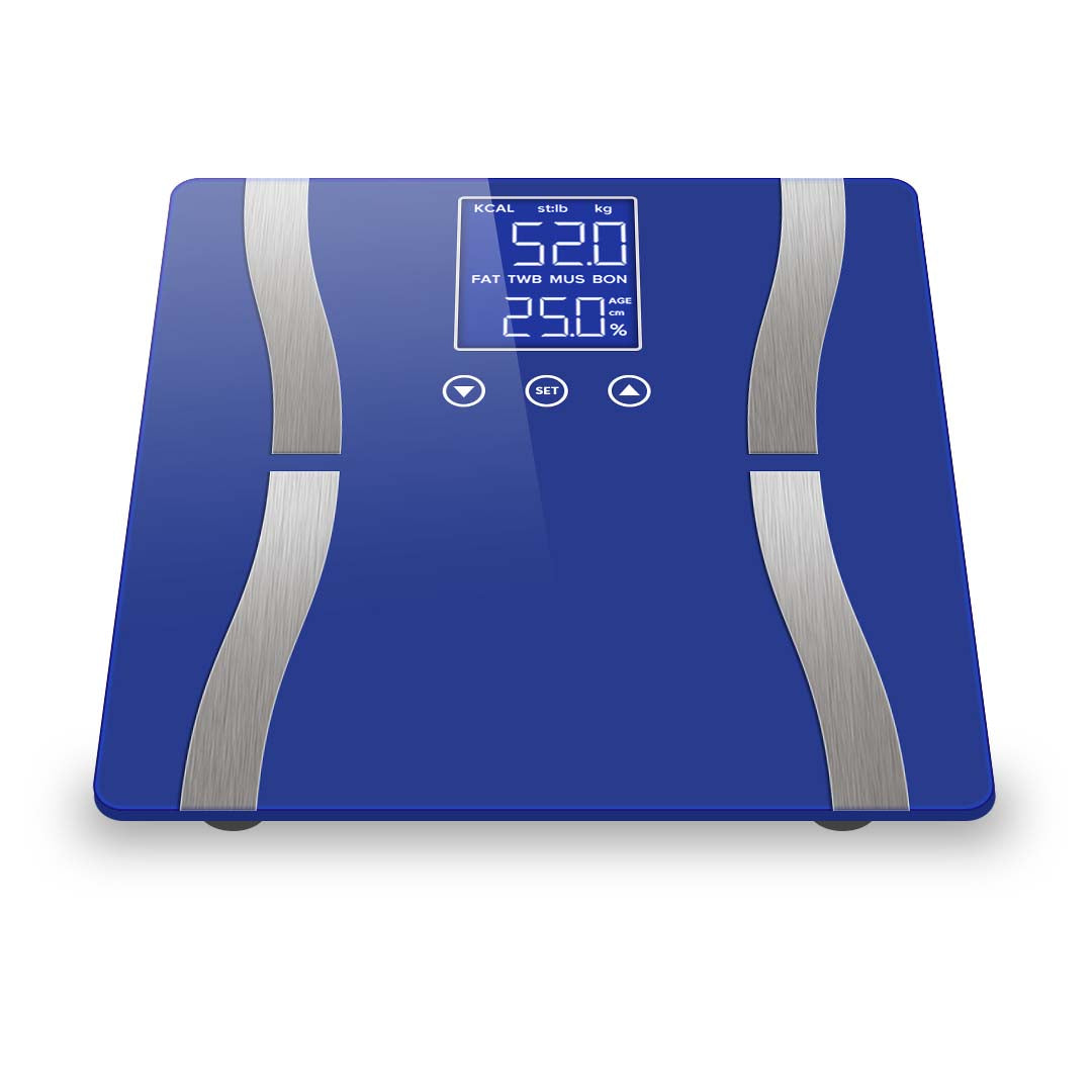 SOGA 2X Glass LCD Digital Body Fat Scale Bathroom Electronic Gym Water Weighing Scales Blue/Pink - Cafe Supply