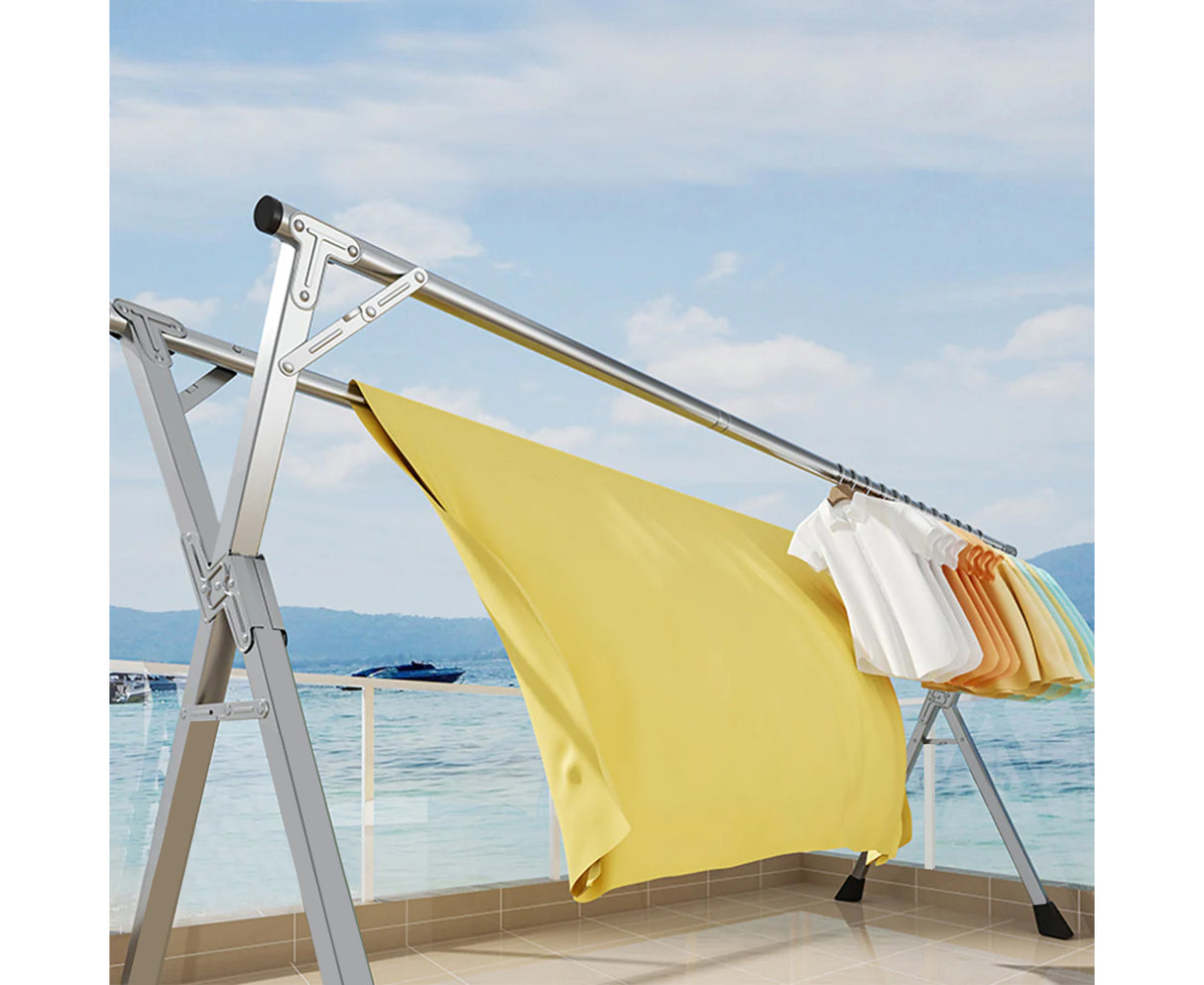 SOGA 1.6m Portable Standing Clothes Drying Rack Foldable Space-Saving Laundry Holder Indoor Outdoor - Cafe Supply