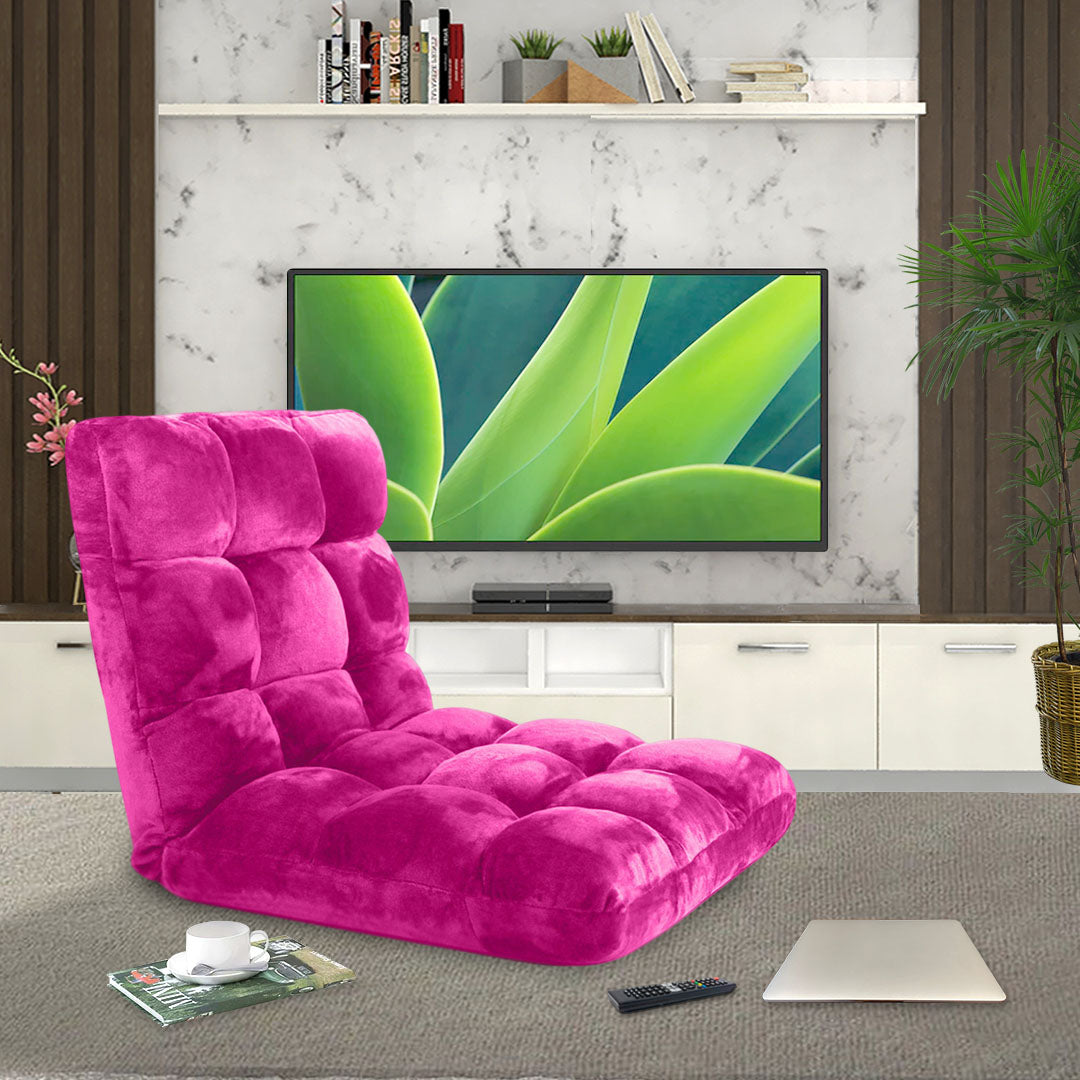 SOGA 4X Floor Recliner Folding Lounge Sofa Futon Couch Folding Chair Cushion Pink - Cafe Supply