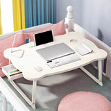 SOGA White Portable Bed Table Adjustable Folding Mini Desk With Mini Drawer and Cup-Holder Home Decor - Cafe Supply