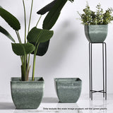 SOGA 2X 27cm Green Grey Square Resin Plant Flower Pot in Cement Pattern Planter Cachepot for Indoor Home Office - Cafe Supply
