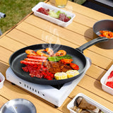 SOGA 2X 26cm Round Cast Iron Frying Pan Skillet Griddle Sizzle Platter - Cafe Supply