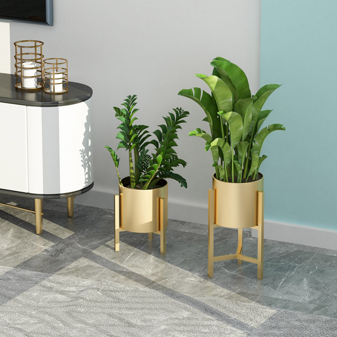SOGA 45CM Gold Metal Plant Stand with Flower Pot Holder Corner Shelving Rack Indoor Display - Cafe Supply