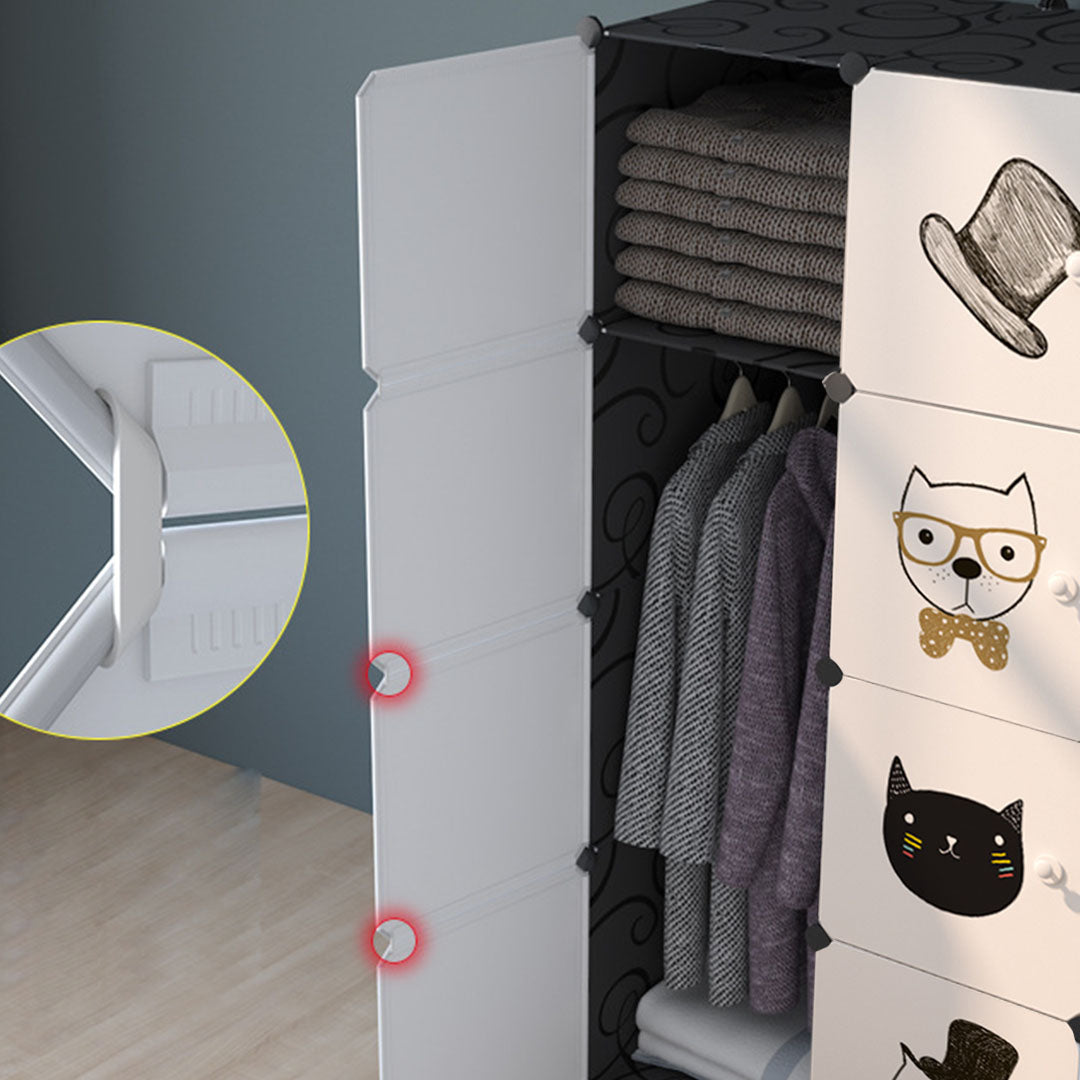 SOGA 8 Cubes Black Portable Wardrobe Divide-Grid Modular Storage Organiser Foldable Closet - Cafe Supply