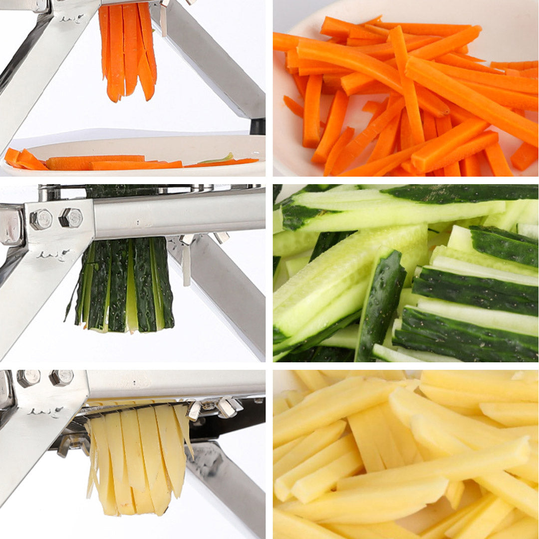 SOGA 2X Commercial Potato French Fry Fruit Vegetable Cutter Stainless Steel 3 Blades - Cafe Supply