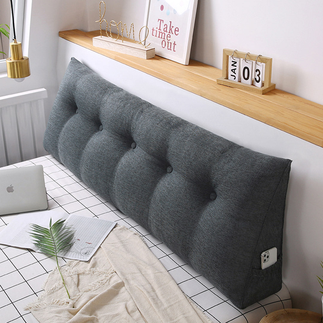 SOGA 2X 180cm Dark Grey Triangular Wedge Bed Pillow Headboard Backrest Bedside Tatami Cushion Home Decor - Cafe Supply