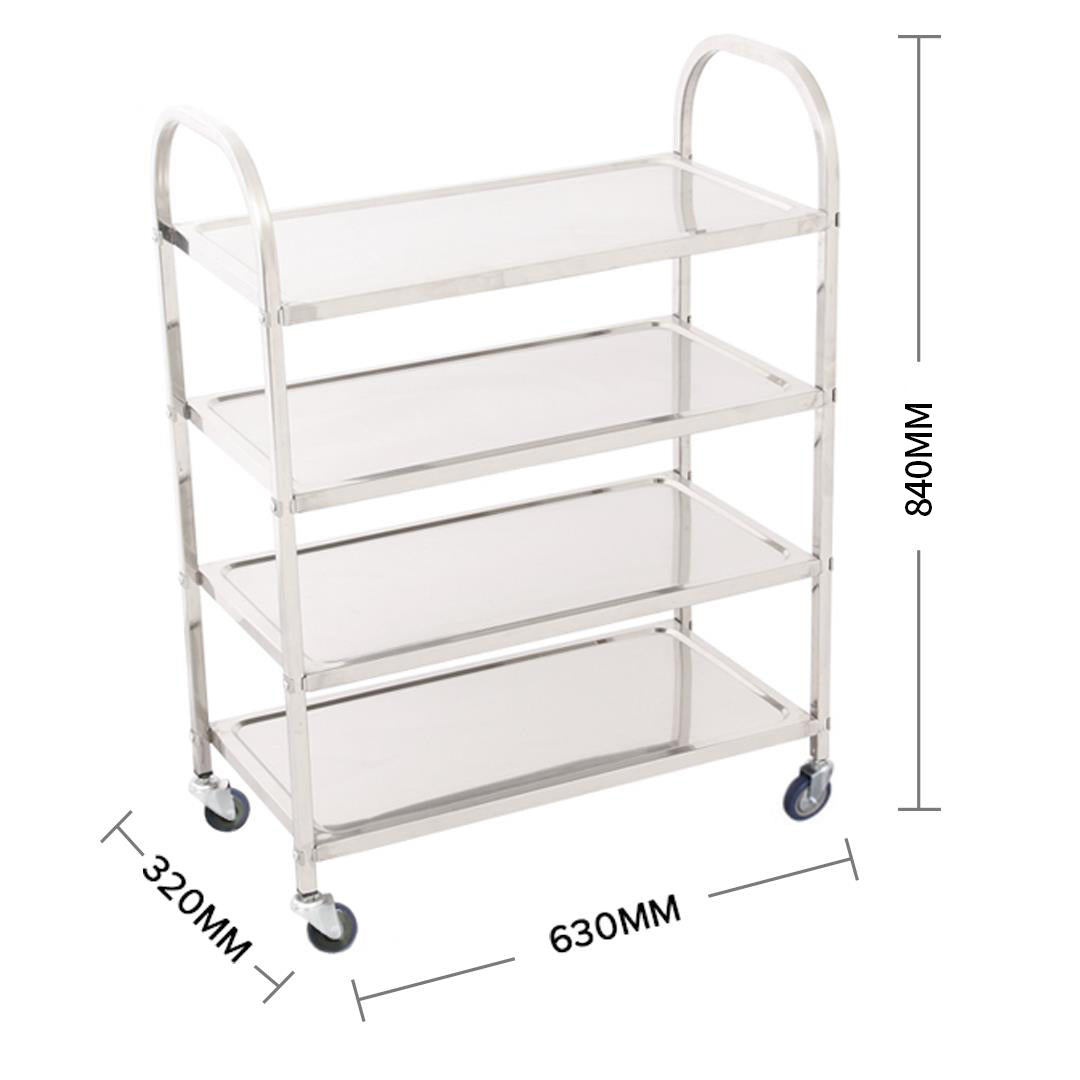 SOGA 4 Tier Stainless Steel Kitchen Dinning Food Cart Trolley Utility Size Square Large - Cafe Supply