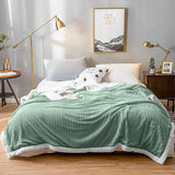 SOGA Light Green Throw Blanket Warm Cozy Double Sided Thick Flannel Coverlet Fleece Bed Sofa Comforter - Cafe Supply