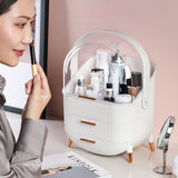 SOGA 29cm White Countertop Makeup Cosmetic Storage Organiser Skincare Holder Jewelry Storage Box with Handle - Cafe Supply