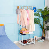 SOGA 2X 2-in-1 Organiser Clothes Shoe Rack Space-Saving Triangular Storage with Wheels White - Cafe Supply