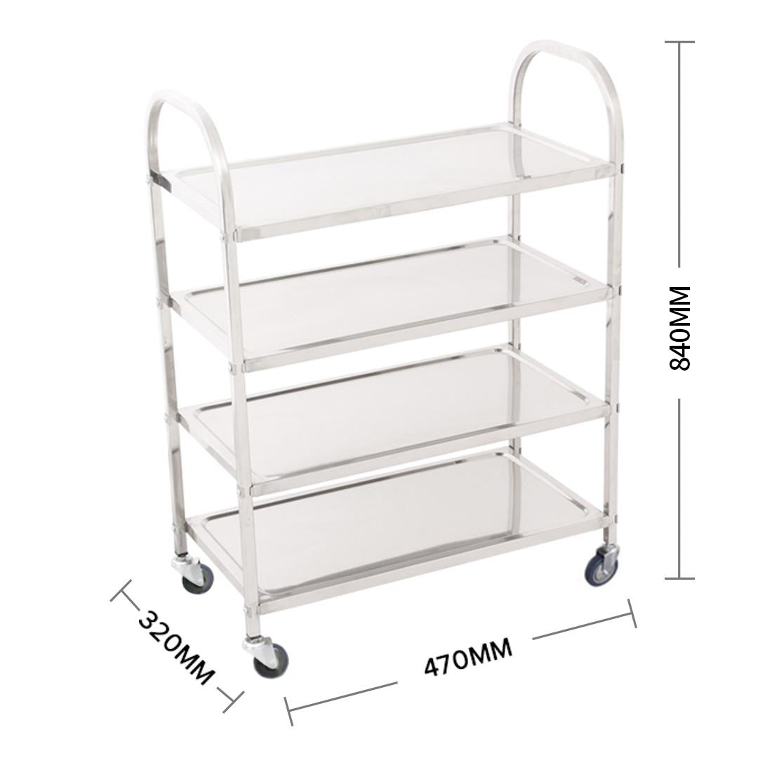 SOGA 4 Tier Stainless Steel Kitchen Dinning Food Cart Trolley Utility Size Square Small - Cafe Supply
