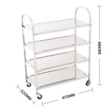 SOGA 4 Tier Stainless Steel Kitchen Dinning Food Cart Trolley Utility Size Square Small - Cafe Supply