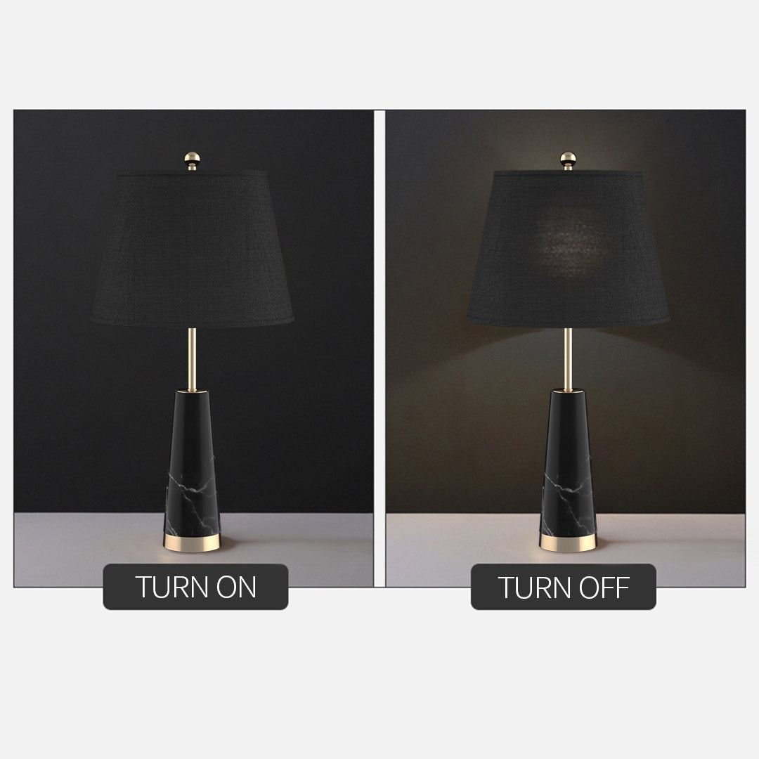 SOGA 4X 68cm Black Marble Bedside Desk Table Lamp Living Room Shade with Cone Shape Base - Cafe Supply
