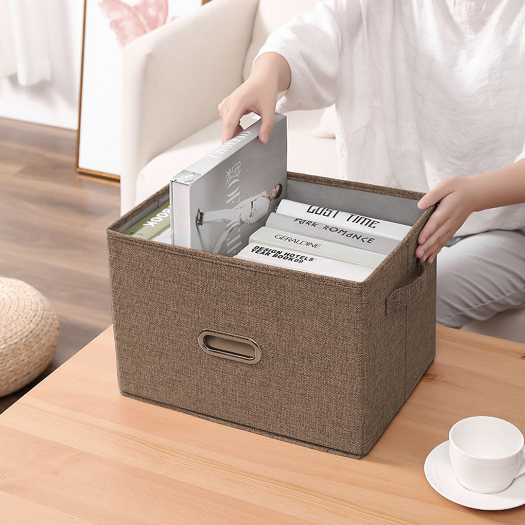SOGA Coffee Large Foldable Canvas Storage Box Cube Clothes Basket Organiser Home Decorative Box - Cafe Supply