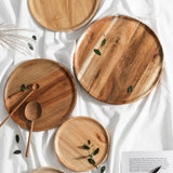 SOGA 20cm Brown Round Wooden Centerpiece Serving Tray Board Home Decor - Cafe Supply