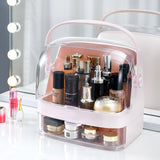 SOGA 2X 2 Tier Pink Countertop Makeup Cosmetic Storage Organiser Skincare Holder Jewelry Storage Box with Handle - Cafe Supply
