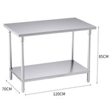 SOGA 120*70*85cm Commercial Catering Kitchen Stainless Steel Prep Work Bench