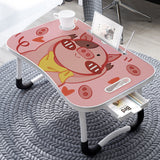 SOGA 2X Cute Pig Design Portable Bed Table Adjustable Foldable Bed Sofa Study Table Laptop Mini Desk with Drawer and Cup Slot Home Decor - Cafe Supply