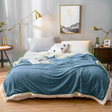 SOGA Blue Throw Blanket Warm Cozy Double Sided Thick Flannel Coverlet Fleece Bed Sofa Comforter - Cafe Supply