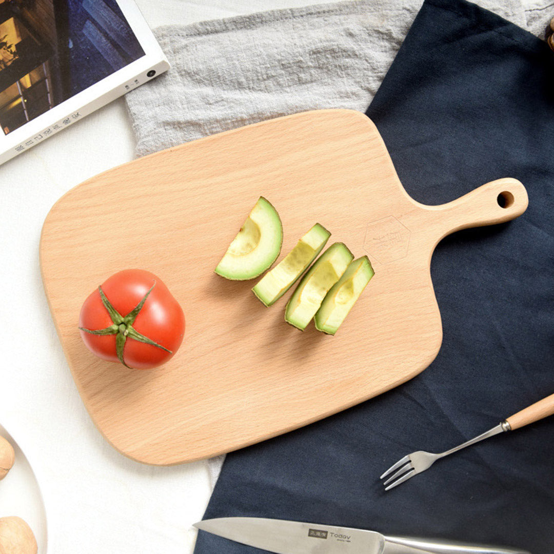 SOGA 2X 26cm Brown Rectangle Wooden Serving Tray Chopping Board Paddle with Handle Home Decor - Cafe Supply