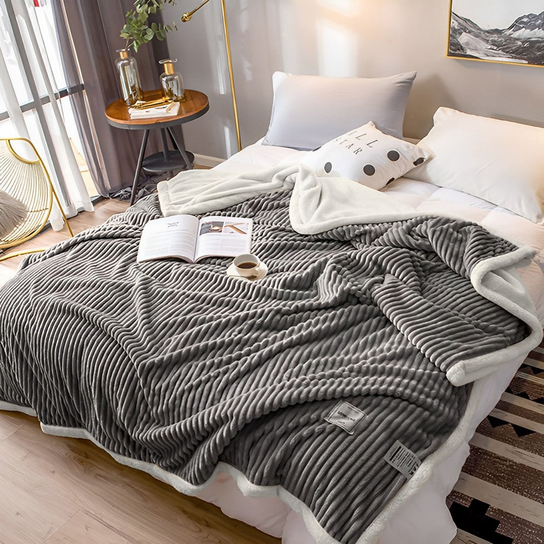 SOGA 2X Grey Throw Blanket Warm Cozy Double Sided Thick Flannel Coverlet Fleece Bed Sofa Comforter - Cafe Supply