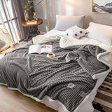 SOGA 2X Grey Throw Blanket Warm Cozy Double Sided Thick Flannel Coverlet Fleece Bed Sofa Comforter - Cafe Supply