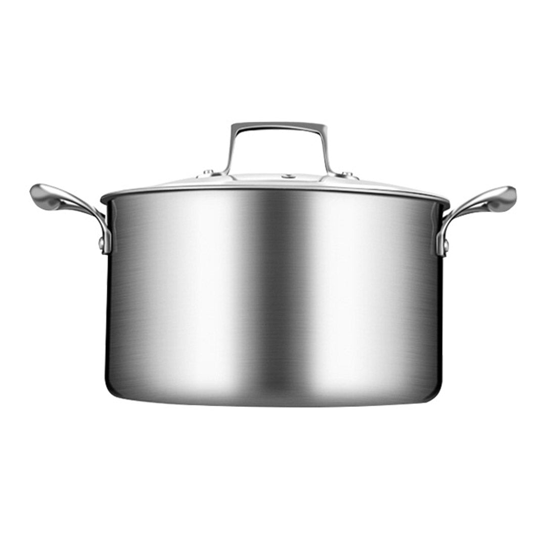 SOGA 2X 28cm Stainless Steel Soup Pot Stock Cooking Stockpot Heavy Duty Thick Bottom with Glass Lid - Cafe Supply