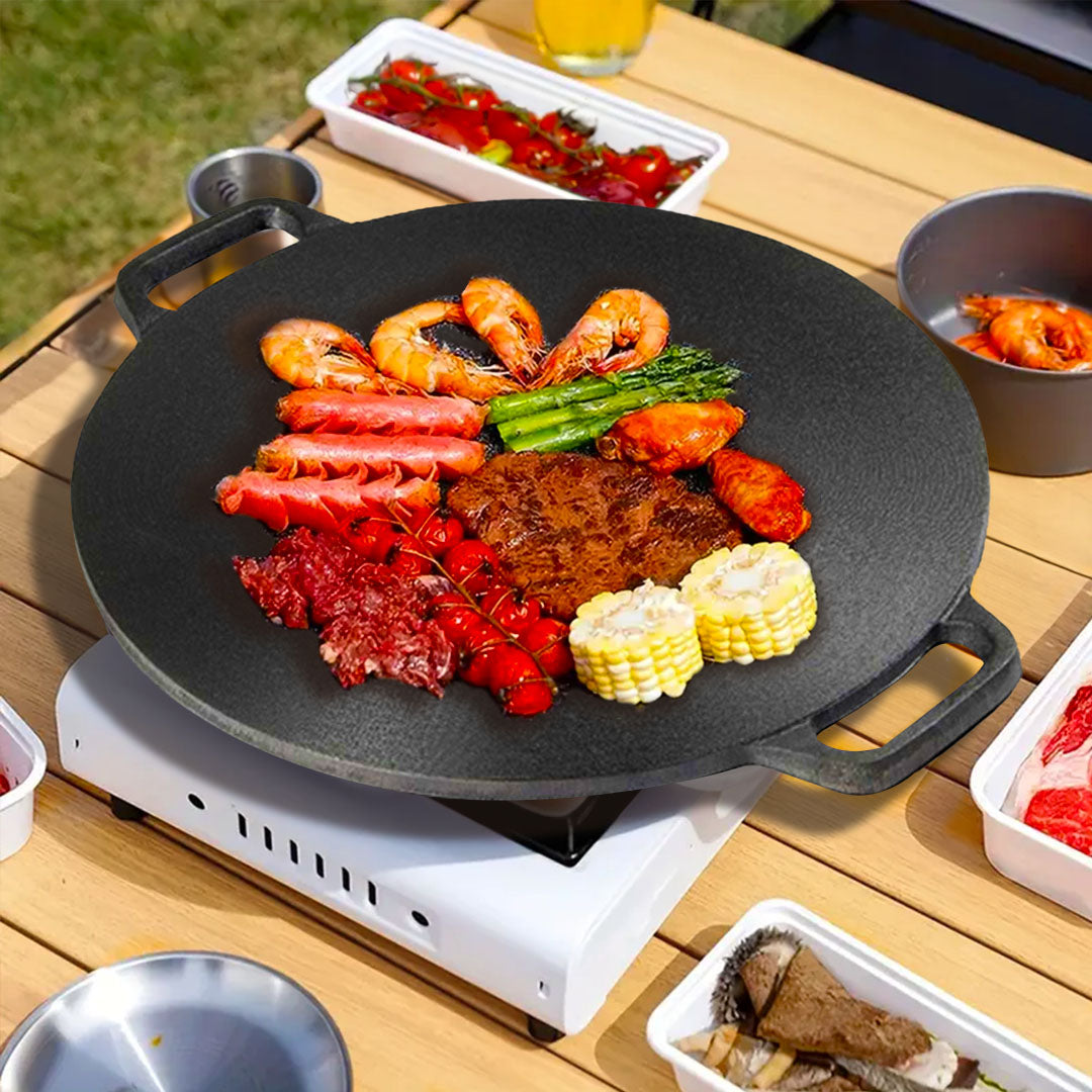 SOGA 2X 37cm Cast Iron Induction Crepes Pan Baking Cookie Pancake Pizza Bakeware - Cafe Supply
