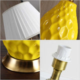 SOGA 2X Textured Ceramic Oval Table Lamp with Gold Metal Base White - Cafe Supply