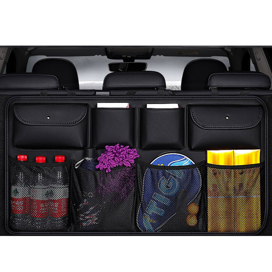 SOGA High Quality Leather Car Rear Back Seat Storage Bag Organizer Interior Accessories Black - Cafe Supply