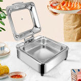 SOGA Stainless Steel Square Chafing Dish Tray Buffet Cater Food Warmer Chafer with Top Lid - Cafe Supply