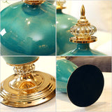 SOGA 2X 40cm Ceramic Oval Flower Vase with Gold Metal Base Dark Blue - Cafe Supply