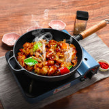 SOGA 2X 27cm Round Cast Iron Frying Pan Skillet Steak Sizzle Platter with Helper Handle - Cafe Supply