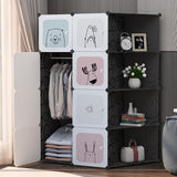 SOGA 10 Cubes Black Portable Wardrobe Divide-Grid Modular Storage Organiser Foldable Closet with Doors - Cafe Supply