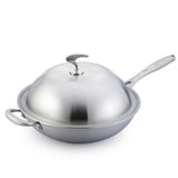 SOGA 18/10 Stainless Steel Fry Pan 36cm Frying Pan Top Grade Skillet with Helper Handle and Lid - Cafe Supply