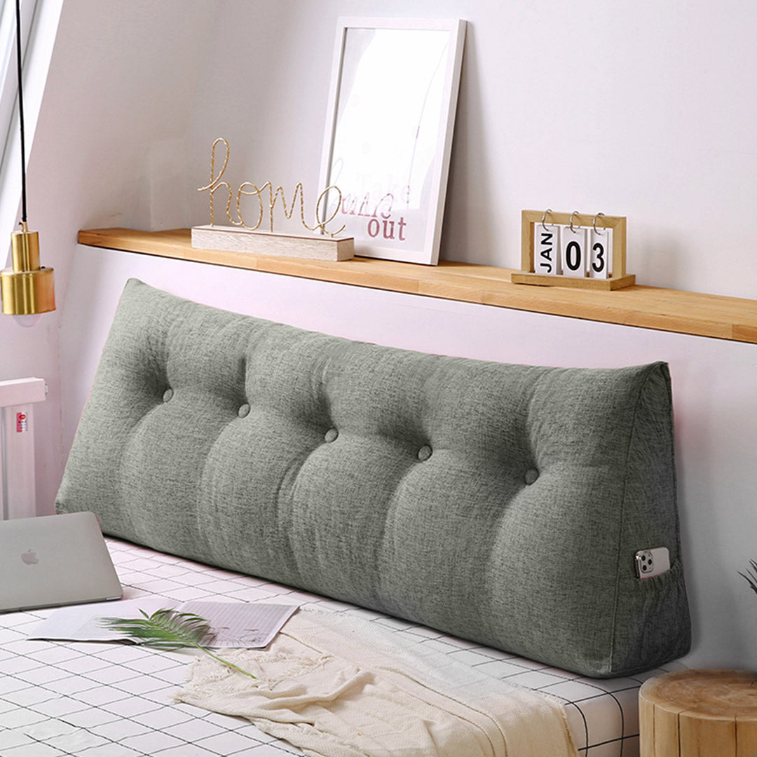 SOGA 2X 180cm Grey Triangular Wedge Bed Pillow Headboard Backrest Bedside Tatami Cushion Home Decor - Cafe Supply