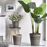 SOGA 2X 37cm Rock Grey Round Resin Tapered Plant Flower Pot in Cement Pattern Planter Cachepot for Indoor Home Office - Cafe Supply