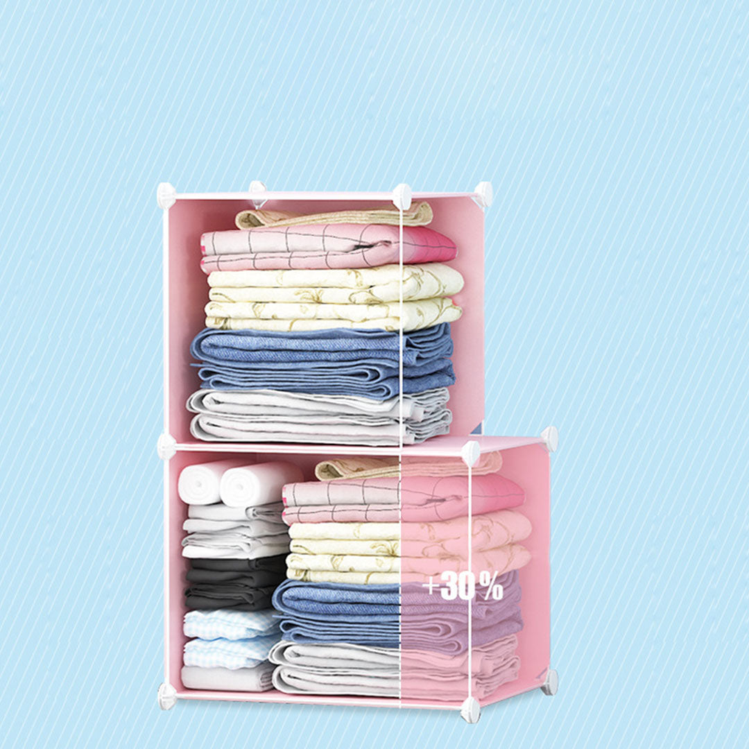 SOGA 6 Cubes Pink Portable Wardrobe Divide-Grid Modular Storage Organiser Foldable Closet - Cafe Supply