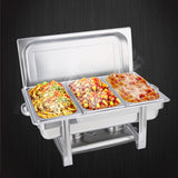 SOGA Triple Tray Stainless Steel Chafing Catering Dish Food Warmer - Cafe Supply