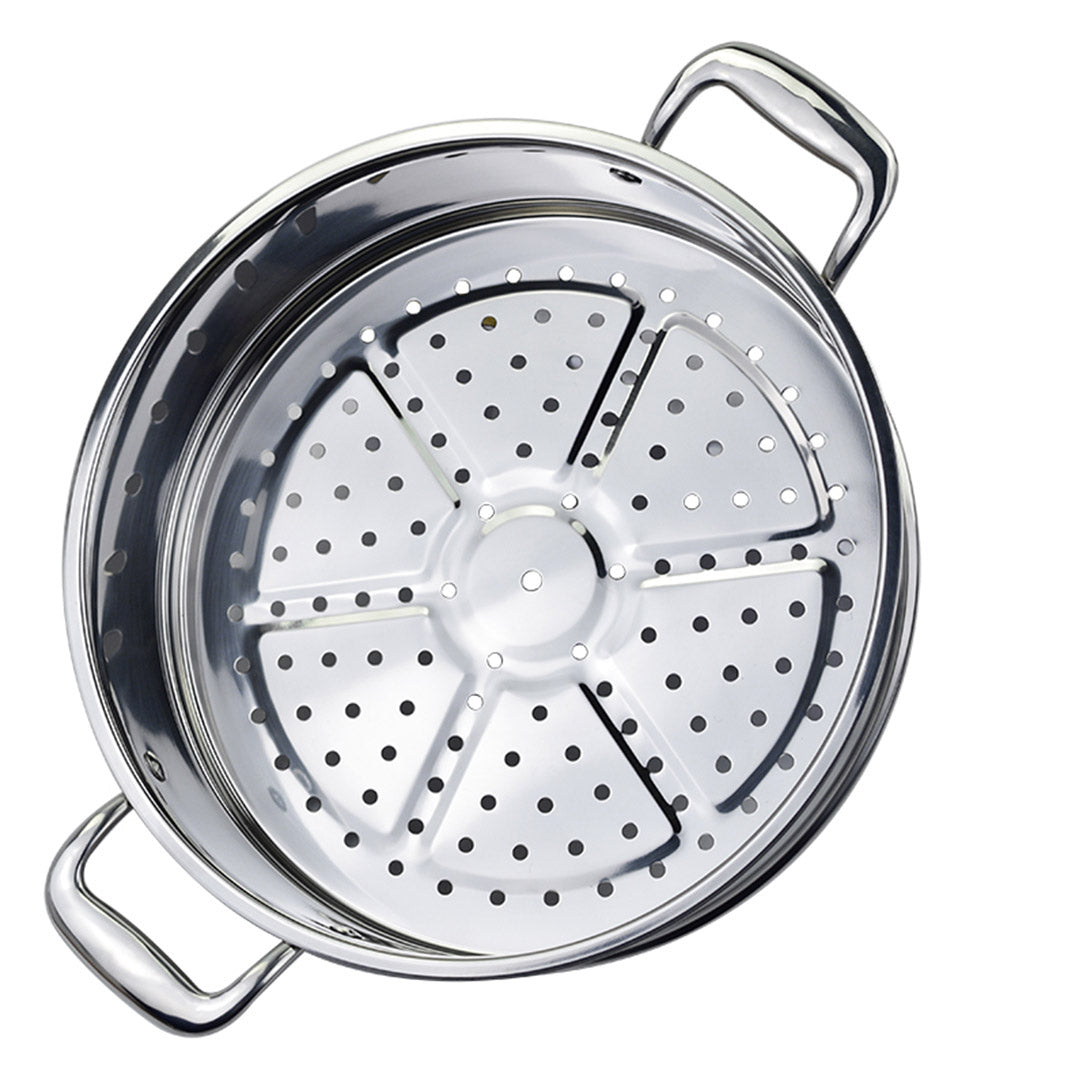 SOGA 2X 3 Tier 26cm Heavy Duty Stainless Steel Food Steamer Vegetable Pot Stackable Pan Insert with Glass Lid - Cafe Supply