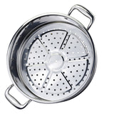 SOGA 2X 3 Tier 26cm Heavy Duty Stainless Steel Food Steamer Vegetable Pot Stackable Pan Insert with Glass Lid - Cafe Supply