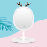 SOGA 2X White Antler LED Light Makeup Mirror Tabletop Vanity Home Decor - Cafe Supply