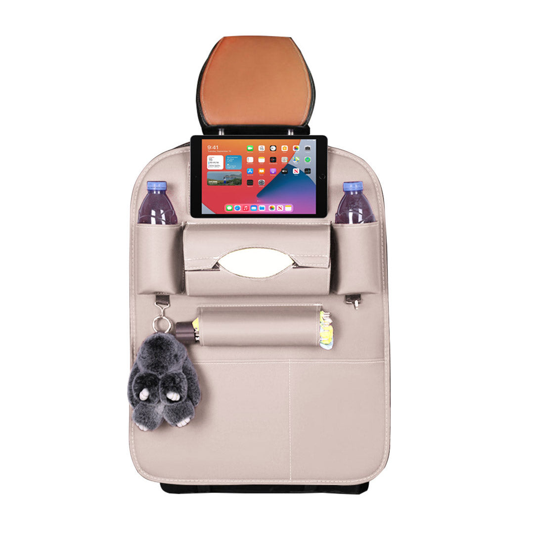 SOGA 2X Leather Car Back Seat Storage Bag Multi-Pocket Organizer Backseat and iPad Mini Holder White - Cafe Supply