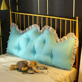 SOGA 2X 180cm Light Blue Princess Bed Pillow Headboard Backrest Bedside Tatami Sofa Cushion with Ruffle Lace Home Decor - Cafe Supply