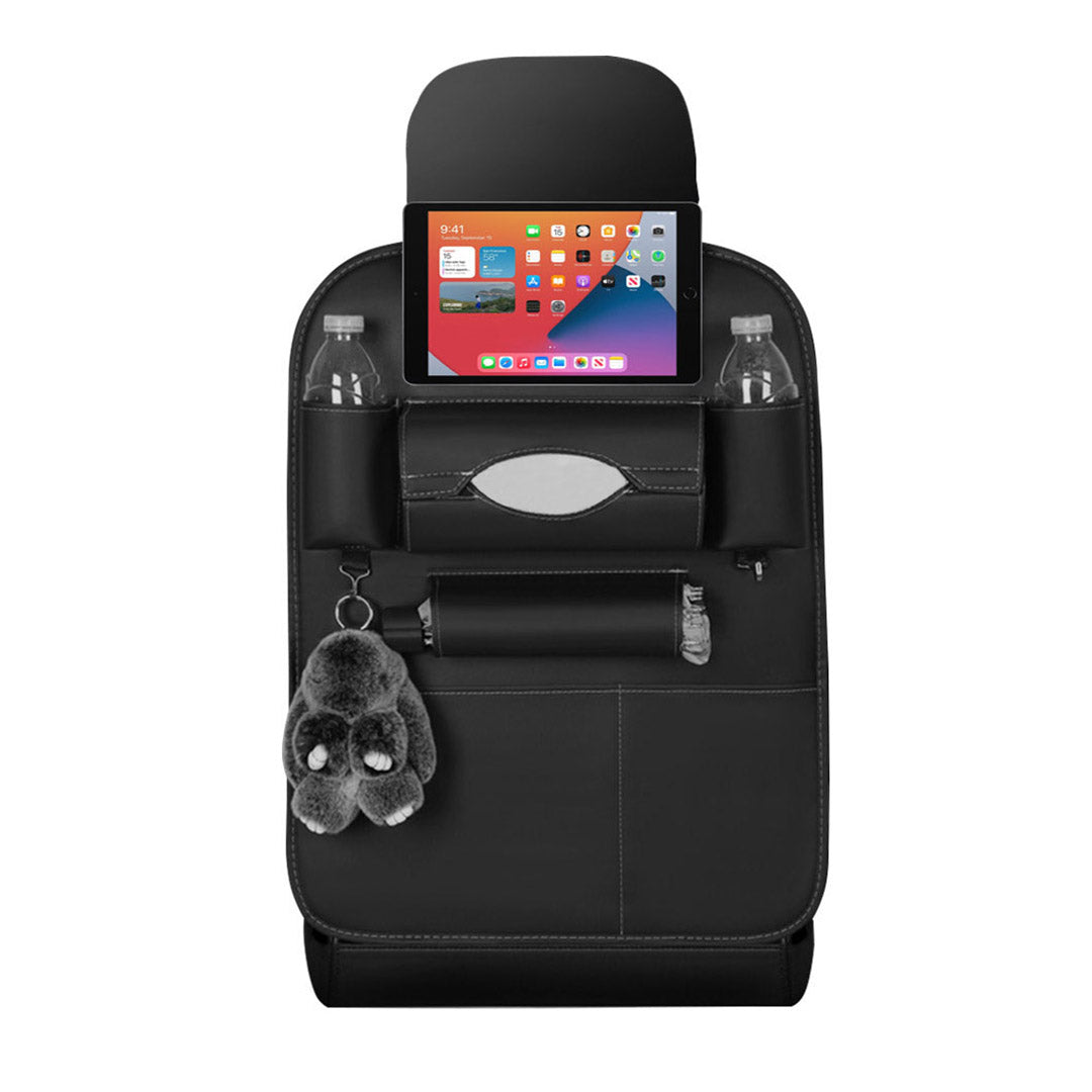 SOGA 2X  PVC Leather Car Back Seat Storage Bag Multi-Pocket Organizer Backseat and iPad Mini Holder Black - Cafe Supply