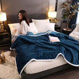 SOGA 2X Throw Blanket Warm Cozy Double Sided Thick Flannel Coverlet Fleece Bed Sofa Comforter Dark Blue - Cafe Supply