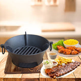 SOGA 2X Small Cast Iron Round Stove Charcoal Table Net Grill Japanese Style BBQ Picnic Camping with Wooden Board - Cafe Supply