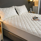 SOGA 2X White 183cm Wide Cross-Hatch Mattress Cover Thick Quilted Stretchable Bed Spread Sheet Protector with Pillow Covers - Cafe Supply