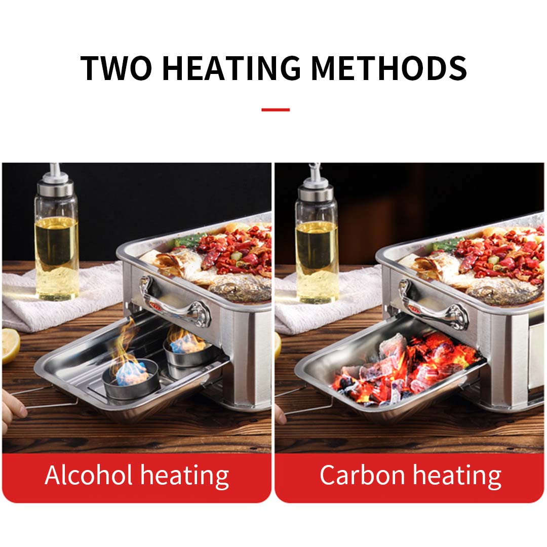 4X 45CM Portable Stainless Steel Outdoor Chafing Dish BBQ Fish Stove Grill Plate - Cafe Supply